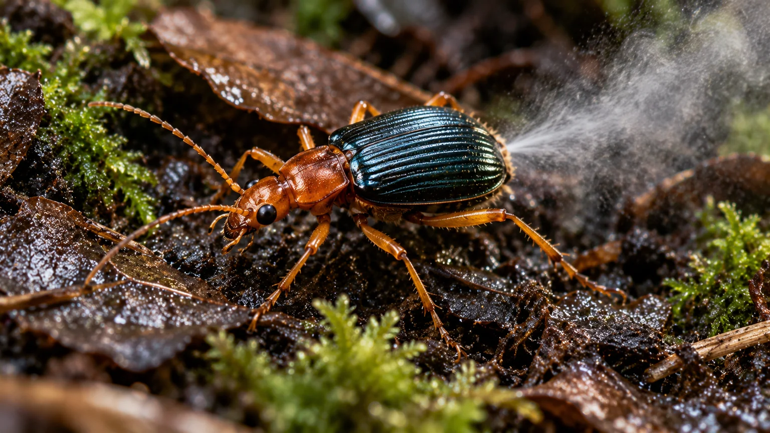 Bombardier Beetles Fire a Hot Chemical Spray in Rapid Pulses