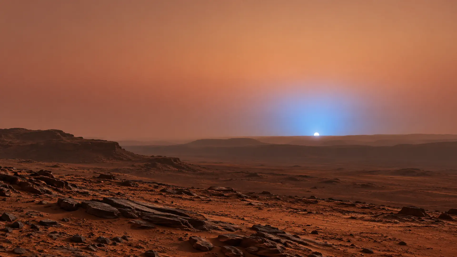 Sunsets on Mars Turn Blue Near the Sun